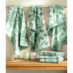 Torchons motif olives - lot de 3