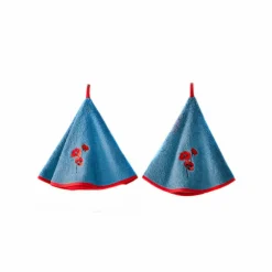 Torchons rond éponge brodée coquelicots - lot de 2