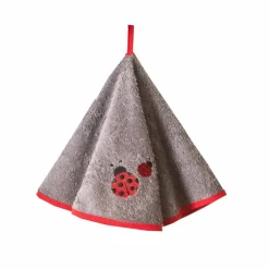 Torchons ronds éponge brodée coccinelle - lot de 2