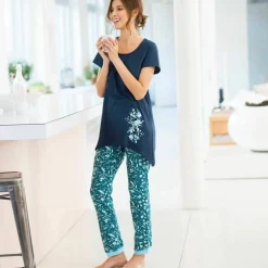 T-shirt asymétrique manches courtes – marine