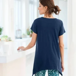 T-shirt asymétrique manches courtes – marine