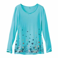 T-shirt base imprimée bucolique - manches longues