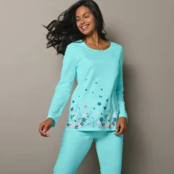 T-shirt base imprimée bucolique - manches longues