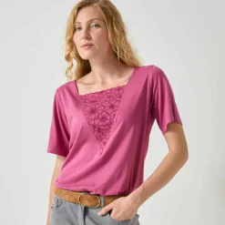 T-shirt boite brodé, manches courtes amples