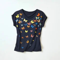 T-shirt boite, imprimé papillons