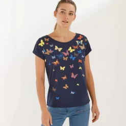 T-shirt boite, imprimé papillons