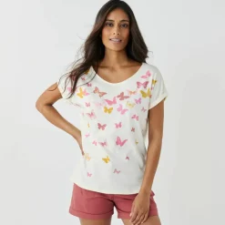 T-shirt boite, imprimé papillons