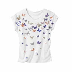 T-shirt boite, imprimé papillons