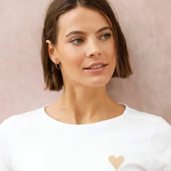 T-shirt boutonné uni broderie coeur en coton biologique(**)