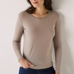 T-shirt chaleur manches longues en laine mélangée