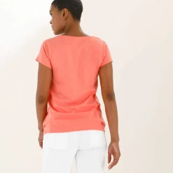 T-shirt col carré, manches courtes