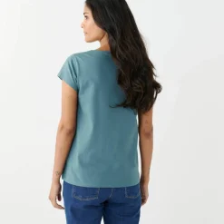 T-shirt col carré, manches courtes