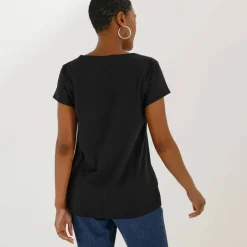 T-shirt col carré, manches courtes