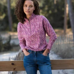 T-shirt col montant zippé imprimé