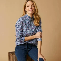 T-shirt col montant zippé imprimé