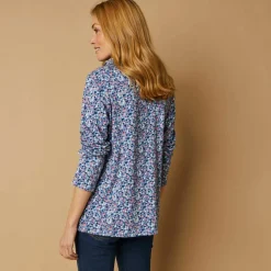 T-shirt col montant zippé imprimé