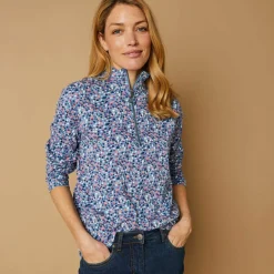 T-shirt col montant zippé imprimé