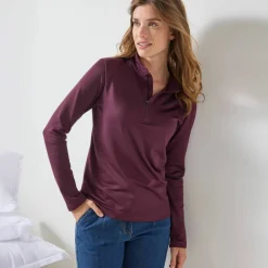 T-shirt col montant zippé manches longues - chaleur intense
