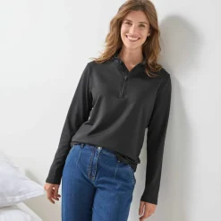 T-shirt col montant zippé manches longues - chaleur intense