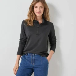 T-shirt col montant zippé manches longues - chaleur intense