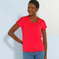 T-shirt col rond dentelle