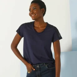 T-shirt col rond dentelle