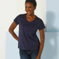 T-shirt col rond dentelle