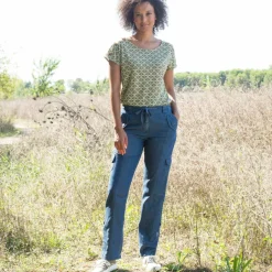 T-shirt col rond imprimé minimaliste