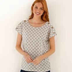 T-shirt col rond imprimé minimaliste