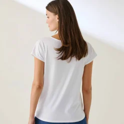T-shirt col rond imprimé papillon doré