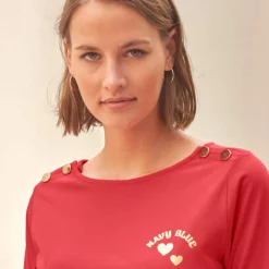 T-shirt col rond, imprimé placé