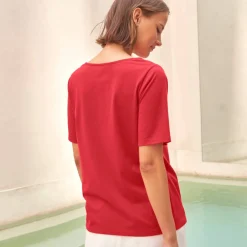 T-shirt col rond, imprimé placé