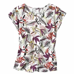 T-shirt col rond imprimé tropical