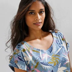 T-shirt col rond imprimé tropical
