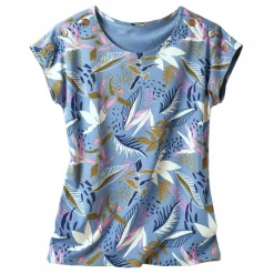 T-shirt col rond imprimé tropical
