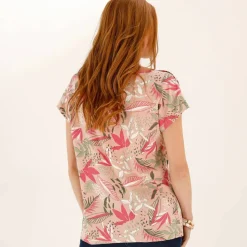 T-shirt col rond imprimé tropical