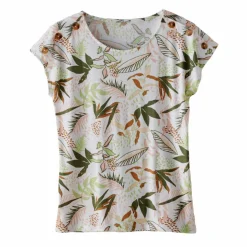 T-shirt col rond imprimé tropical
