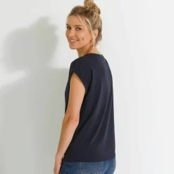 T-shirt col rond, manches courtes