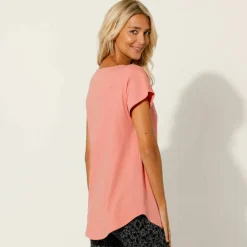 T-shirt col rond, manches courtes
