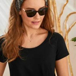 T-shirt col rond manches courtes uni coton