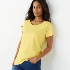 T-shirt col rond manches courtes uni coton