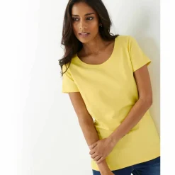 T-shirt col rond manches courtes uni coton