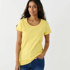 T-shirt col rond manches courtes uni coton