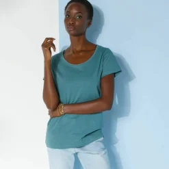 T-shirt col rond manches courtes uni coton