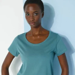 T-shirt col rond manches courtes uni coton