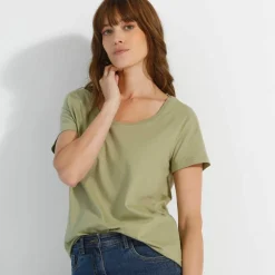 T-shirt col rond manches courtes uni coton