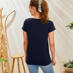 T-shirt col rond manches courtes uni coton