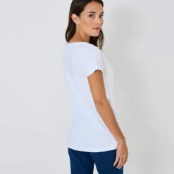 T-shirt col rond manches courtes uni coton