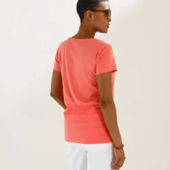 T-shirt col rond manches courtes uni coton