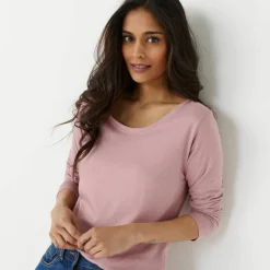 T-shirt col rond manches longues uni